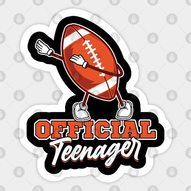 Official Teenager 13th Birthday Dabbing football Sticker by Peco-Designs